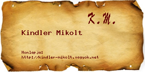 Kindler Mikolt névjegykártya